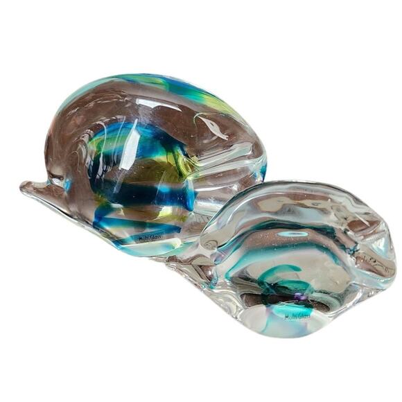 Multi Glass Hand Craft Murono Style Glass Fish set of 2 6.5"x4" 5"x3.5" - Picture 1 of 10
